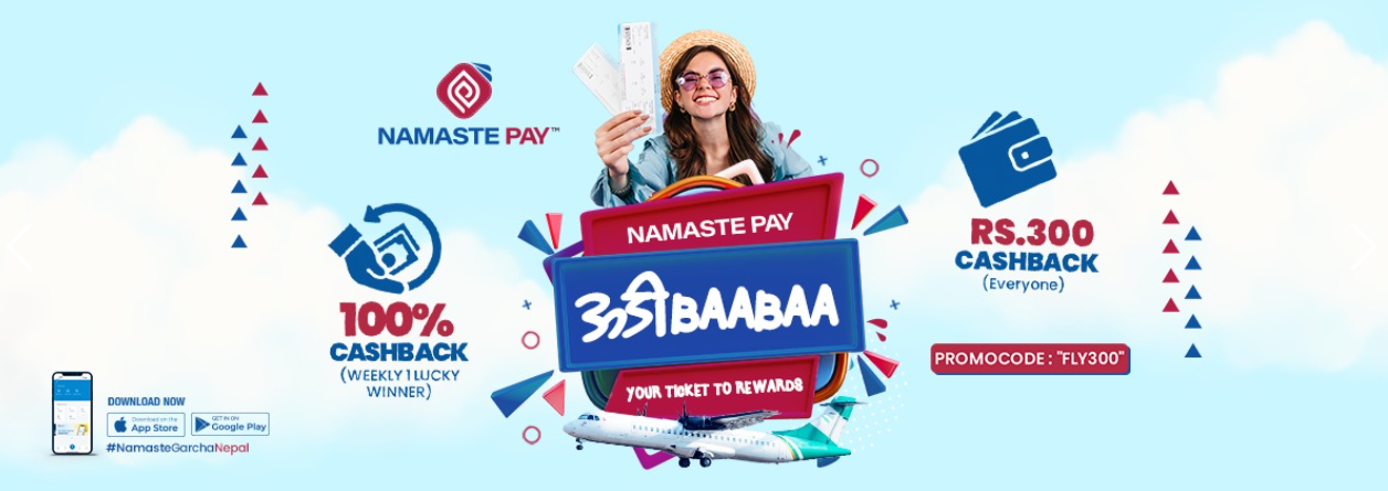 NPR 300 Cashback on purchase of Yeti Airlines flight ticket via Namaste Pay