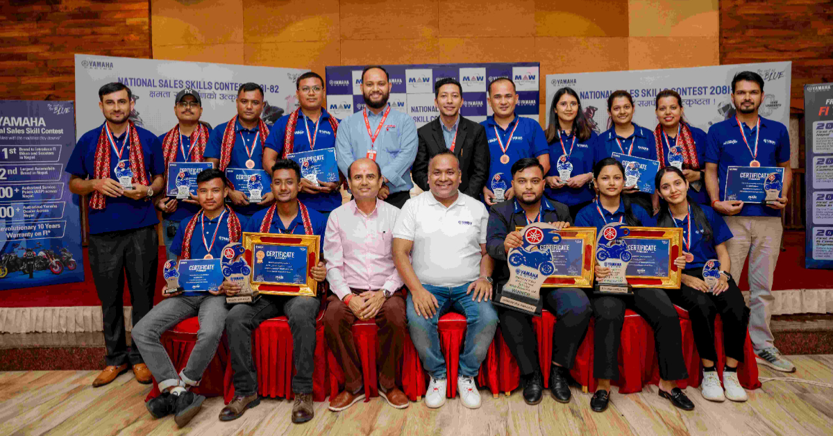 यामाहा नेपालको ‘नेसनल सेल्स स्किल कन्टेस्ट २०८२’ सम्पन्न, सेल्स प्रोफेशनलहरू सम्मानित