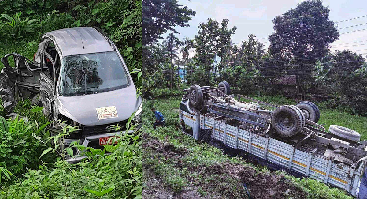 झापामा ट्रकको ठक्करबाट कारमा सवार २ जनाको मृत्यु