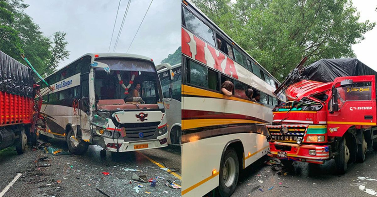 सिमलतालमा भारतीय नम्बरको बस र नेपाली नम्बरको ट्रक ठोक्किए