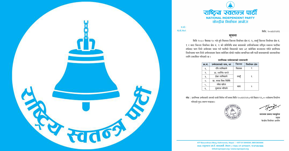 रास्वपाका उम्मेदवार : चितवनमा रवि पक्का, तनहुँ र बारामा आन्तरिक प्रतिस्पर्धा