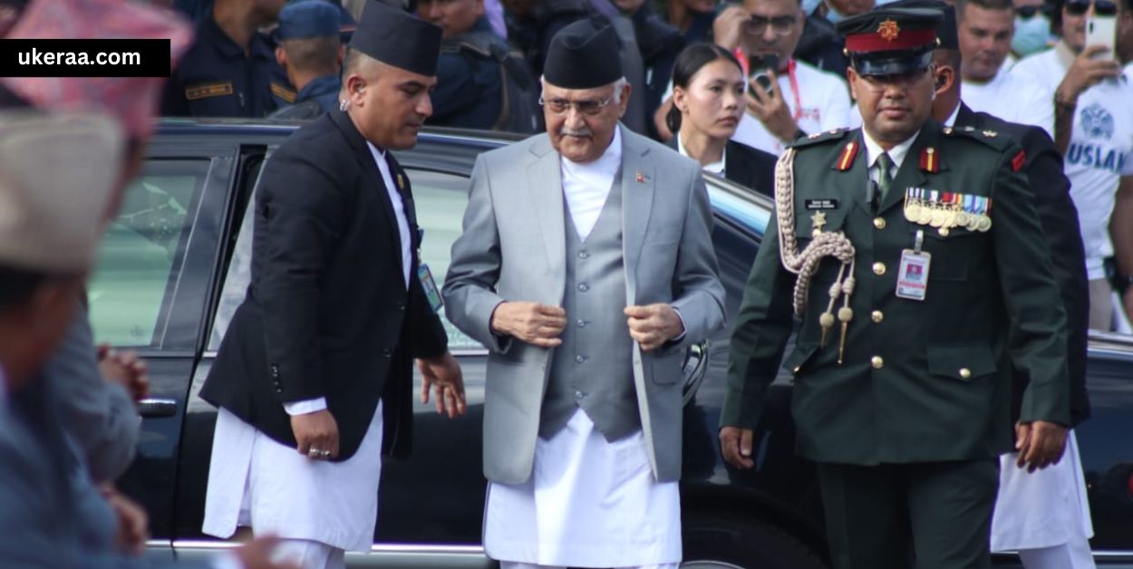 Prime Minister of Nepal KP Sharma Oli participating in the Bhoto Jatra festival.