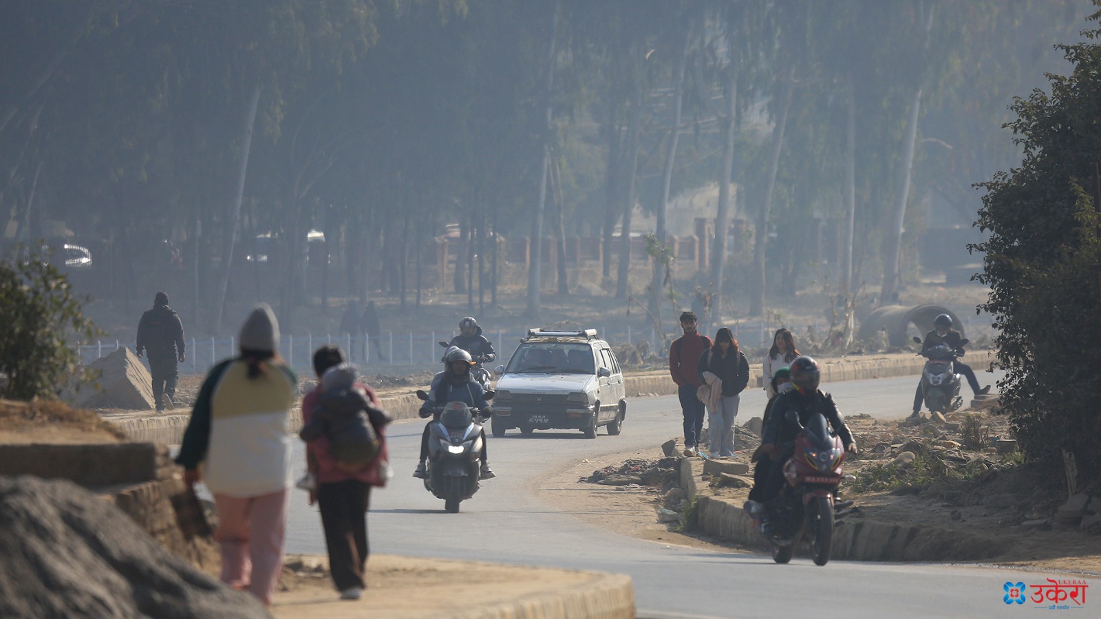  बिहान १०: ३० मा ललितपुरको बालकुमारी-च्यासल बागमती कोरिडोरको दृश्य।